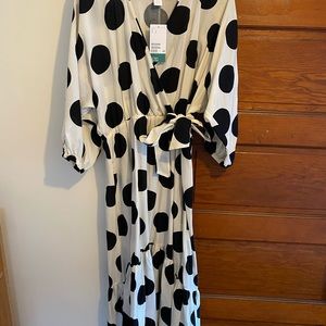 H&M Polka Dot Black and White Summer Wrap Dress